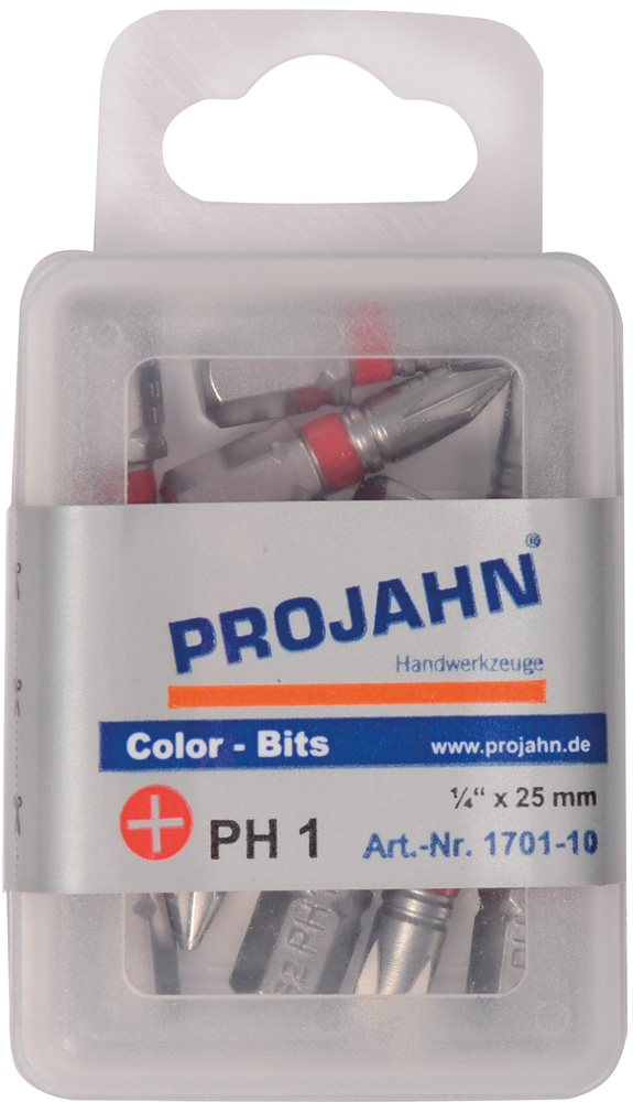 Color-Ring Schraubendreher-Einsätze / Bits für Kreuzschlitz-Schrauben PH 6,3 / 1/4" 10er-Pack