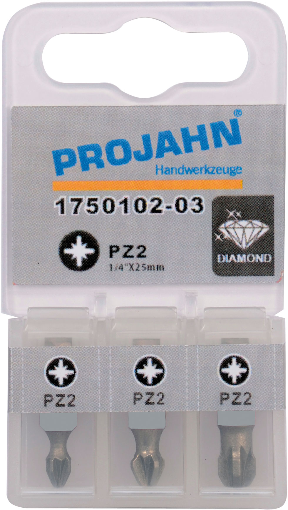 Schraubendreher-Einsätze / Bits für Kreuzschlitz-Schrauben PZ 6,3 / 1/4" diamantbeschichtet 3er-Pack