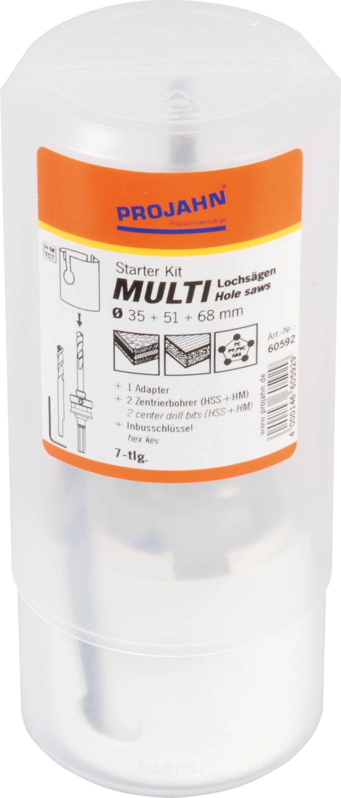Hole saw kit MULTI carbide tipped "Starter-Kit" 7 pcs.