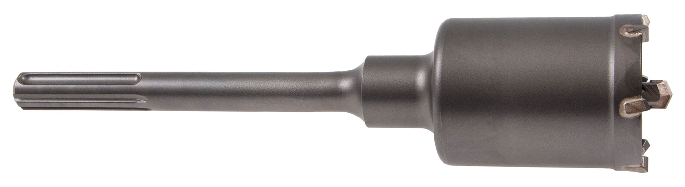 Hollow hammer core bit With integrated SDS-max shank and centering bit with thread